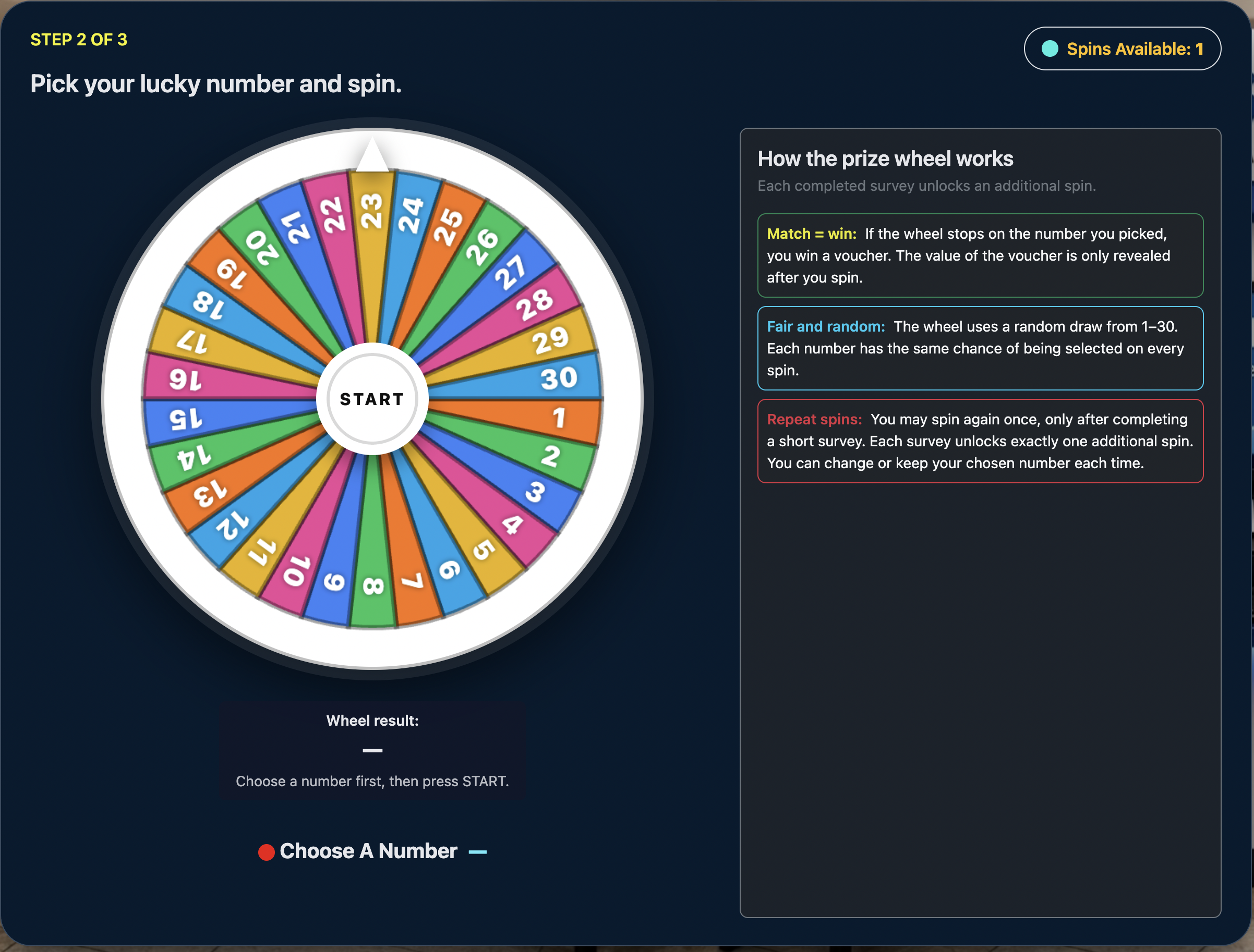 TrackPulse prize wheel page